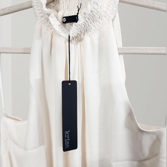 New Revolve x Krisa Smocked Neck Tank In Ivory - Picture 7 of 9